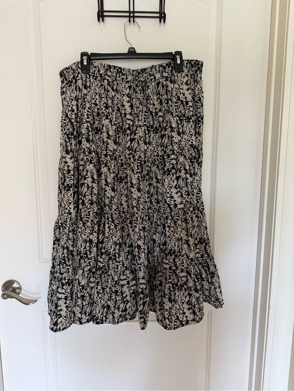 Hayden Black & Cream Floral Tiered Midi Skirt